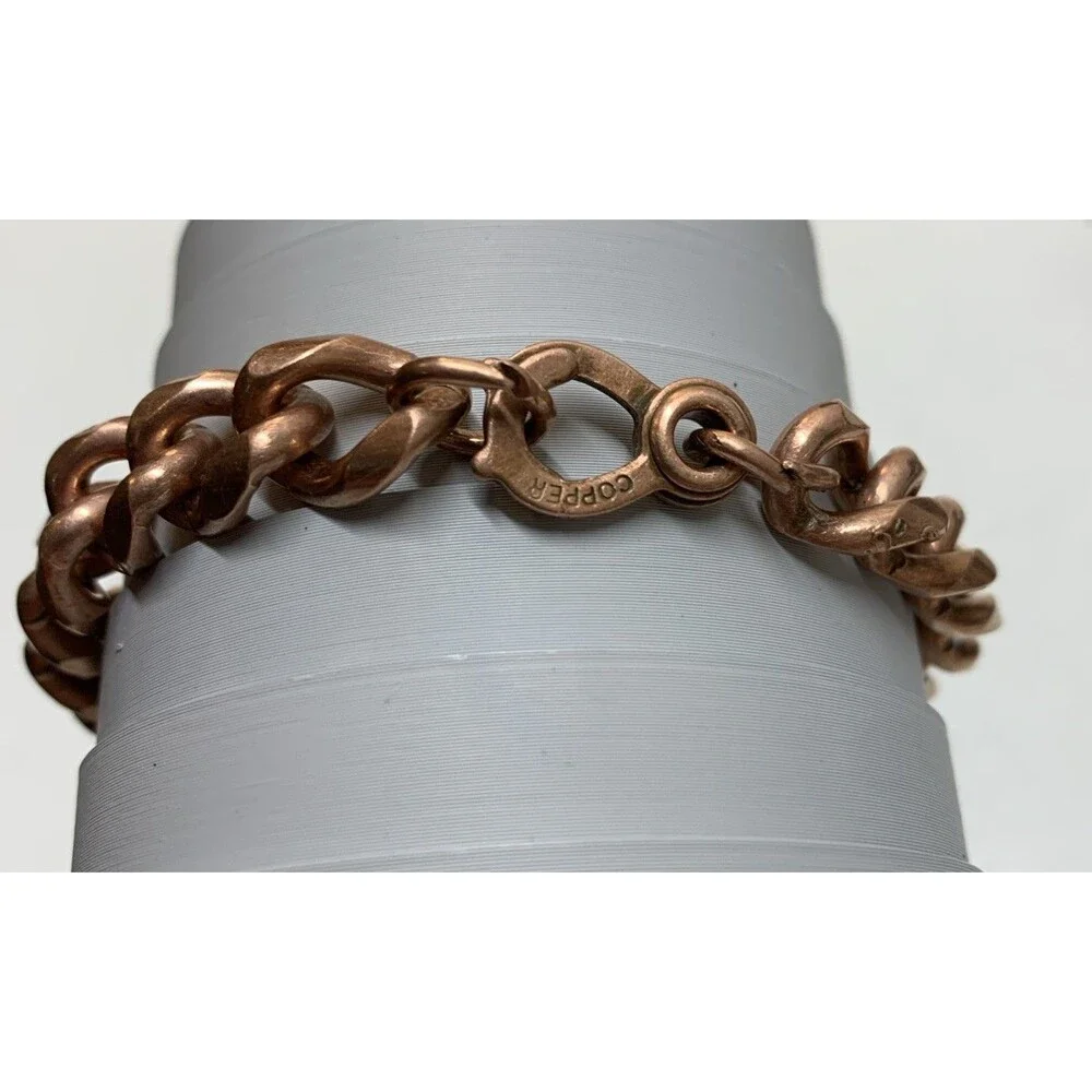 Vintage Heavy Cuban Link Solid Copper Bracelet 7.5”